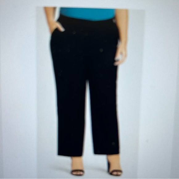 NWT AVENUE PULL ON TUMMY CONTROL BLACK TROUSER ANKLE LENGTH SIZE PETITE 16 - Picture 2 of 9